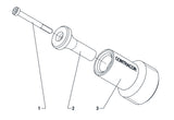 Schematische illustratie van de Contracor PTC-360 Interne Pijpenstraler met genummerde onderdelen voor duidelijke identificatie.